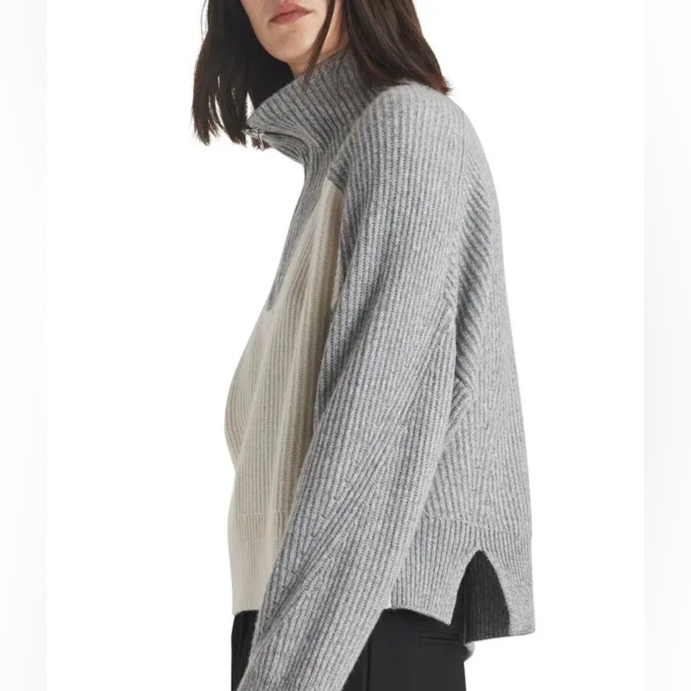 RAG & BONE
Pierce Colorblock Rib Cashmere Boxy Fit Knit Half Zip Sweater Gray XS - Picture 2 of 13